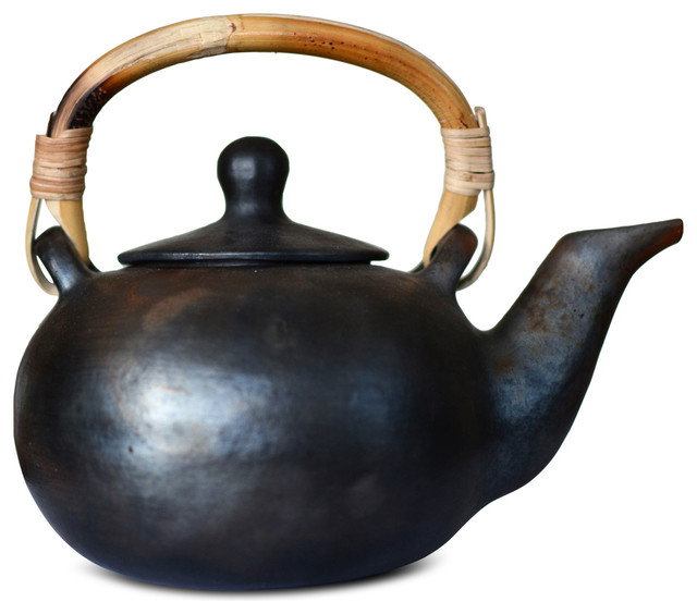 Artisan Handmade Black Large Ceramic Teapot 18 Fl.Oz