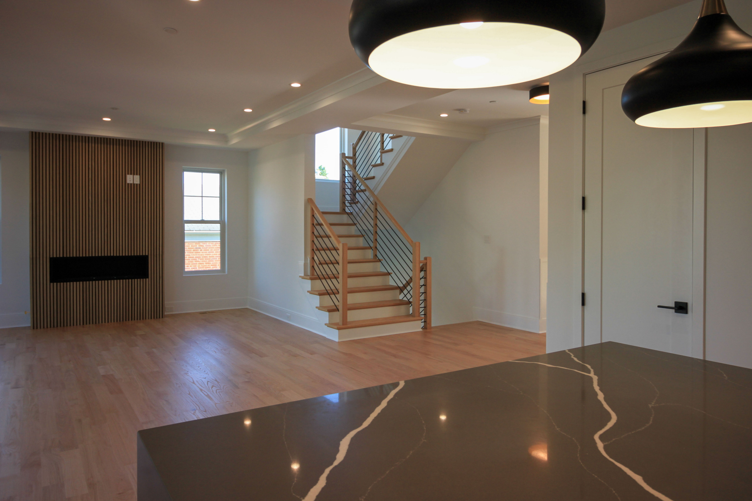 94_Neutral Color Floating Staircase with Metal Balusters, Bethesda MD 20817