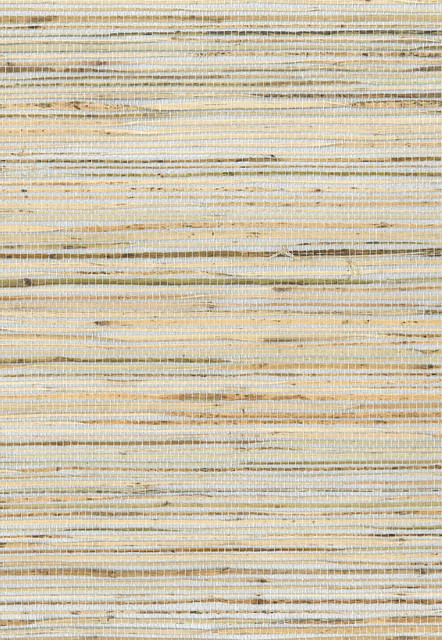 Metallic Silver and Tan Jute Grasscloth Wallpaper - Contemporary