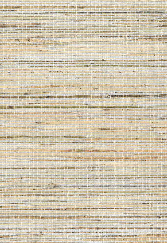 Metallic Silver and Tan Jute Grasscloth Wallpaper Contemporary