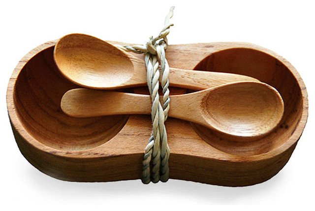 3-Piece Teak Salt and Pepper Serving Set