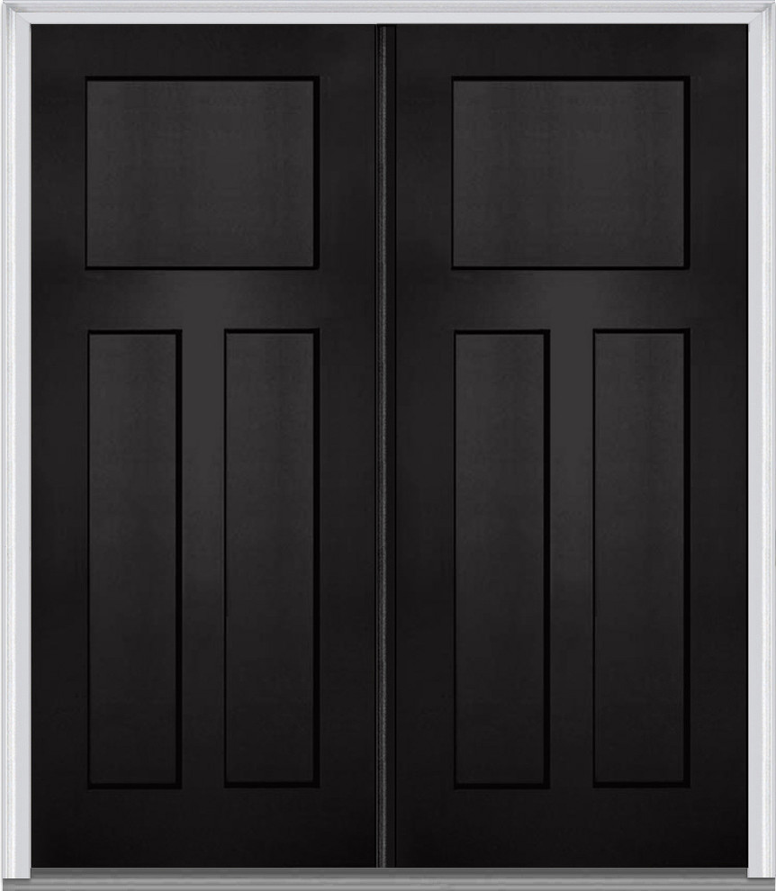 3 Panel Shaker Fiberglass Black Double Door Contemporary Front