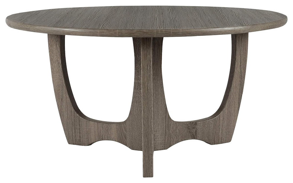 Farmhouse Coffee Table, Curved Legs With Rounded Wooden Top, Gray ...