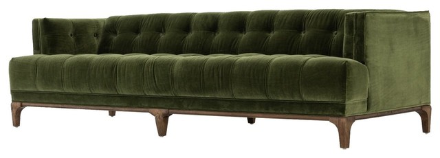 Dylan Mid-Century Modern Olive Green Velvet Tufted Sofa - Transitional -  Sofas - by Zin Home | Houzz