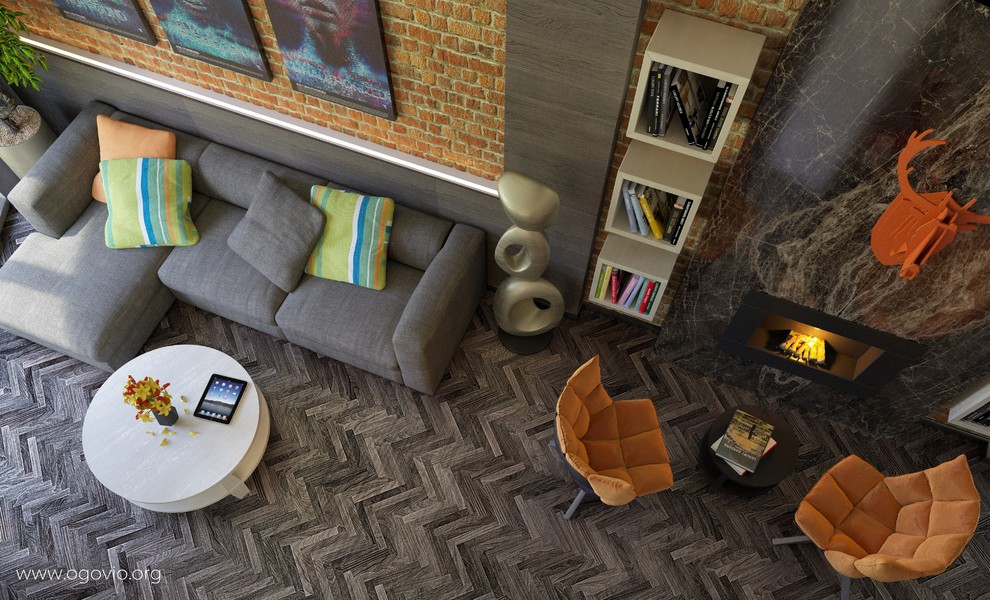 Гостиная с камином