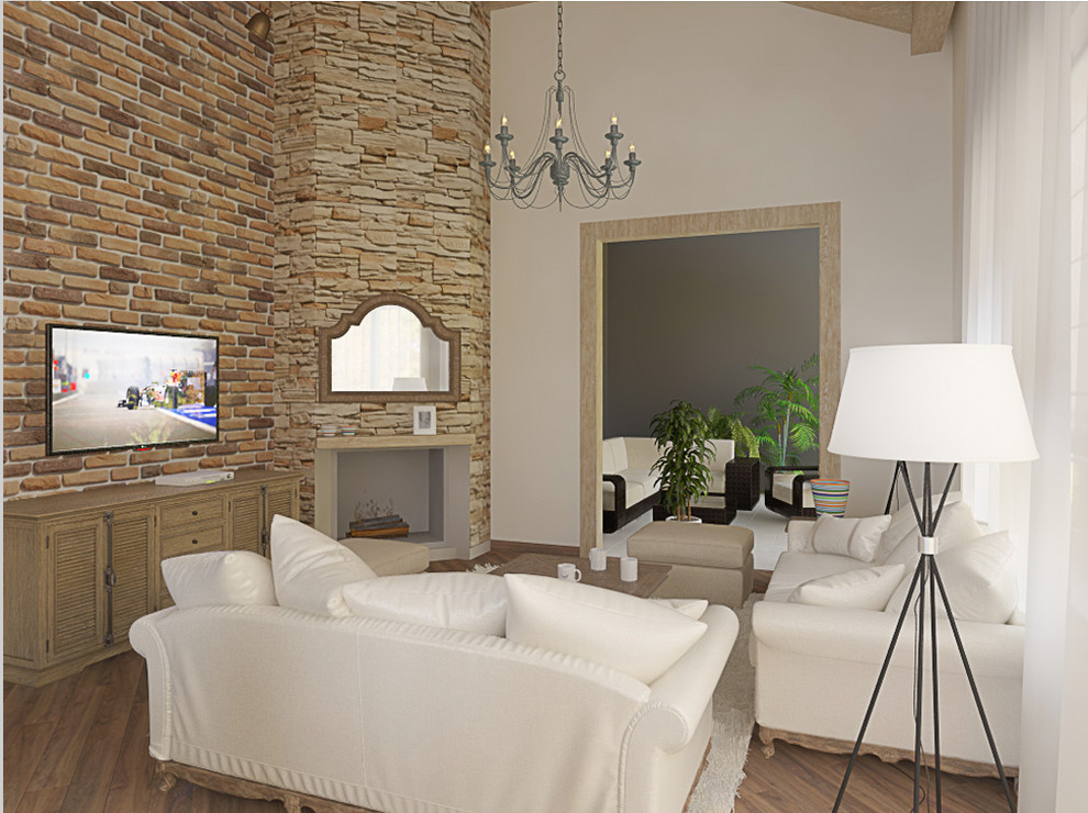 Дизайн гостиной-студии в частном доме