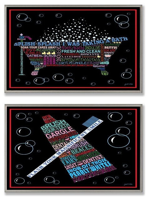 Rainbow Toothbrust and Bath Typography Bath Plaque Duo
