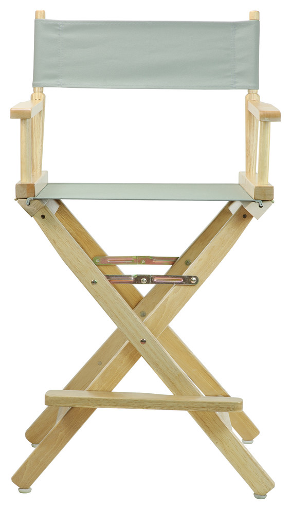 24" Director's Chair With Natural Frame, Gray Canvas