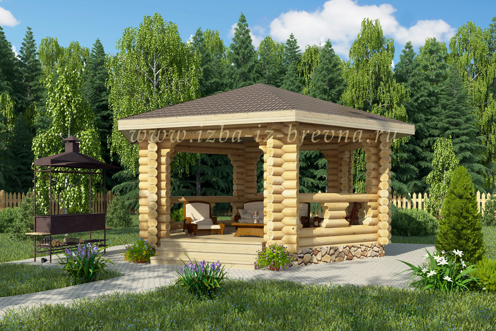 Проекты беседок из оцилиндрованного бревна