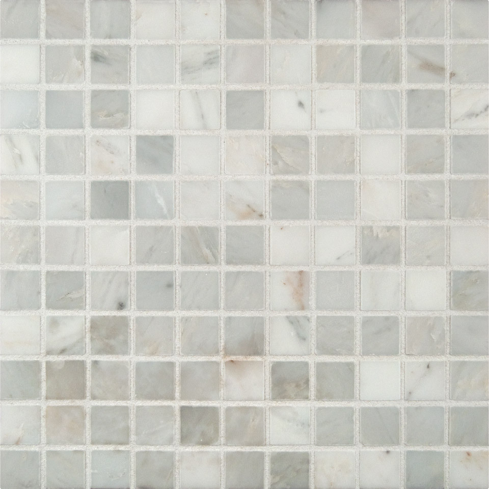12"x12" Arabescato Carrara Honed Marble Mosaic, Small Piece Sample