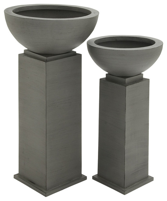 Silas 2 Piece Metal Outdoor Planter Set Silas 2 Piece Metal Outdoor Planter Set