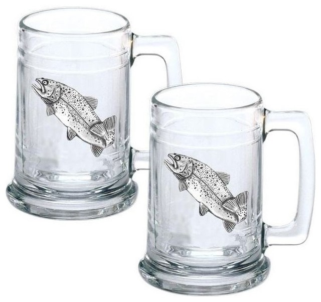 Trout Stein, Set of 2 Beach Style Beer Glasses by Wildlife Wonders
