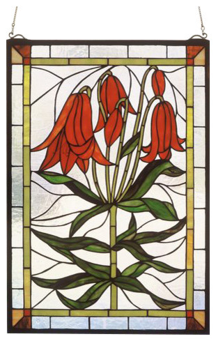 16 X24 Trumpet Lily Stained Gl Window Victorian 16 X24 Trumpet Lily Stained Gl Window