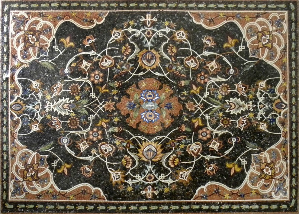Floor Mosaic Stone Art Tile Handmade, 55" x 39" Traditional Tile