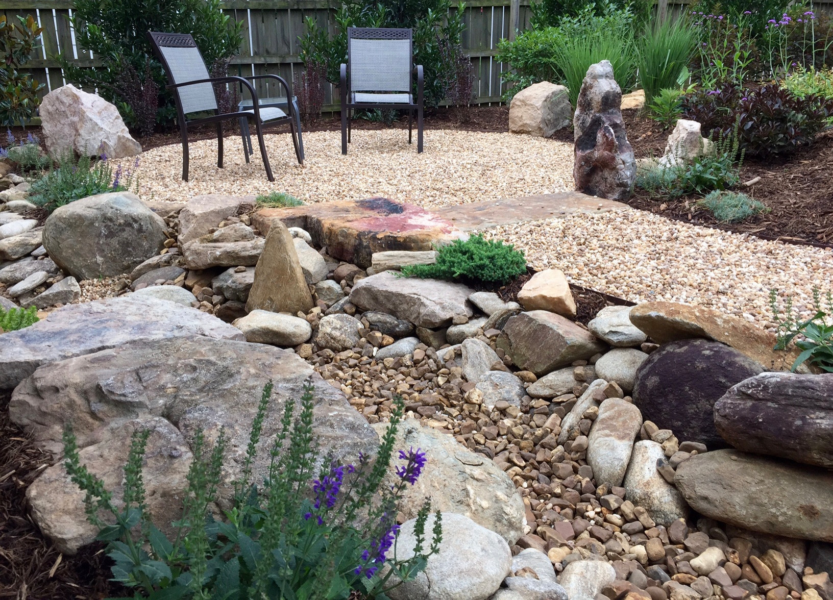 Seating area and creek bed