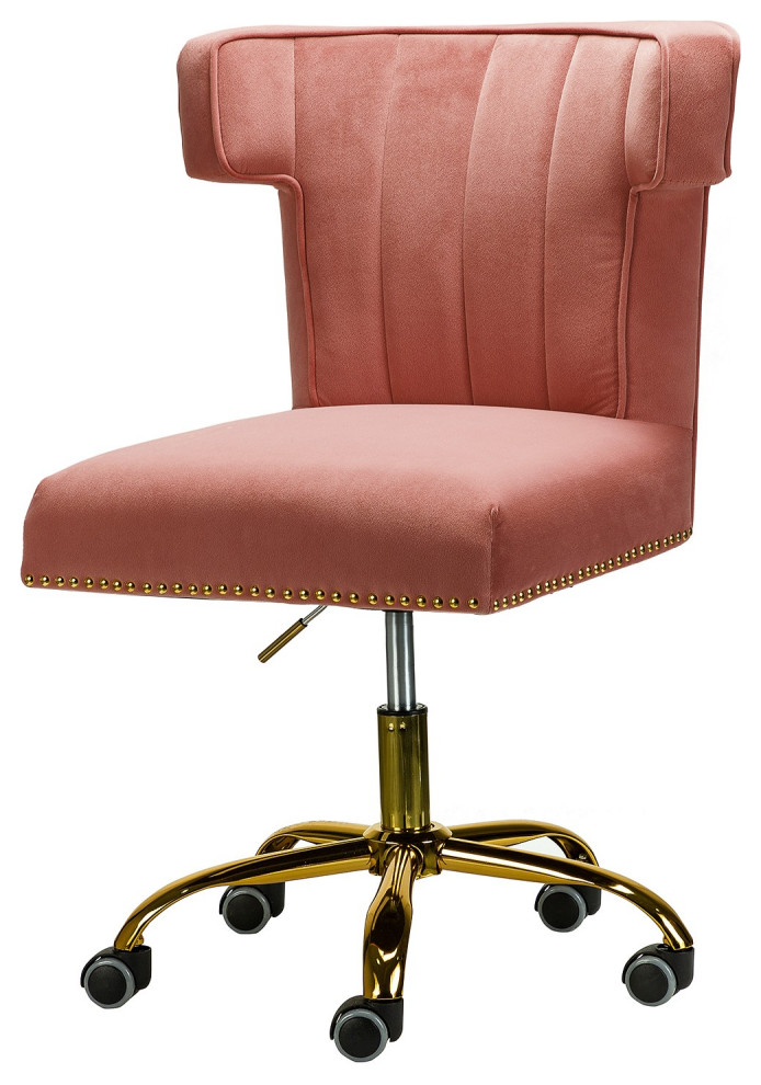 Contempo Rose Pink Velvet Nailhead Office Chair Contemporary Office