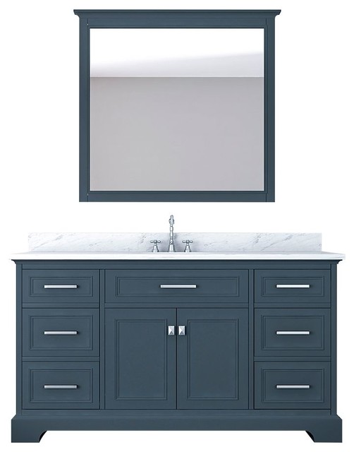 Pittsburgh 61, Single Bathroom Vanity, Gray With Mirror Transitional
