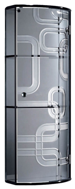 Stylish Glass Cabinet Grey for Bathroom Accessories Storage with Three Tiers