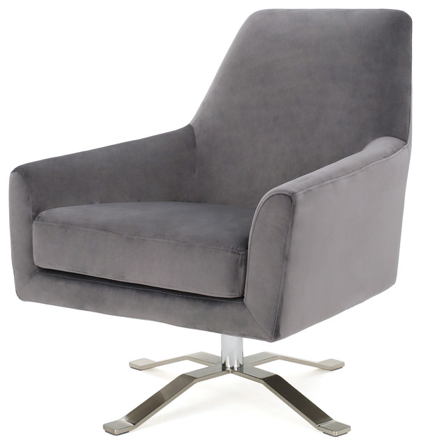 Aegis New Velvet Retro Style Swivel Club Chair Contemporary Aegis New Velvet Retro Style Swivel Club Chair Gray