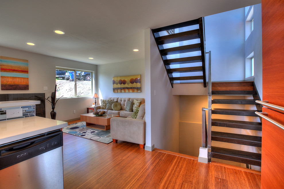 Design ideas for a transitional staircase in Seattle.