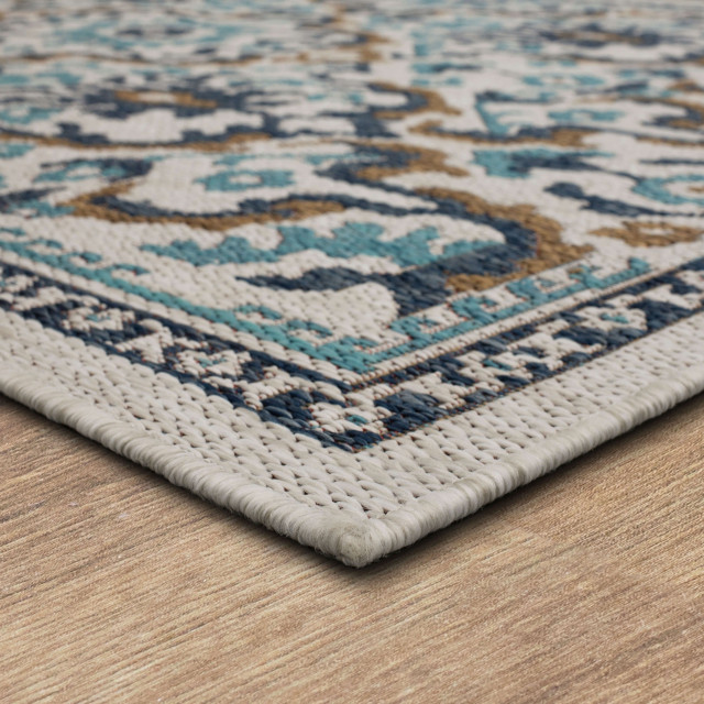 Mohawk Home Casual Oushak Teal Outdoor Area Rug, 4'x5' 6 ...