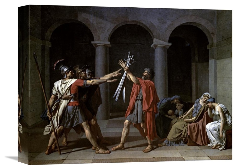 "Oath of The Horatii" Stretched Canvas Giclee by Jacques-Louis David, 16"x12"