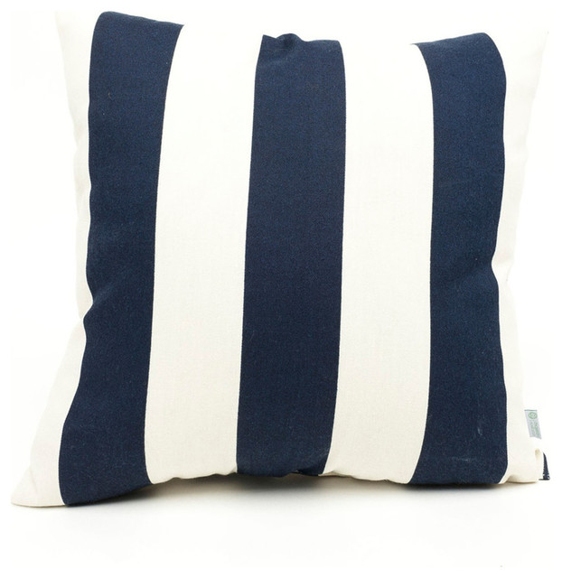 Outdoor Navy Blue Vertical Stripe Large Pillow