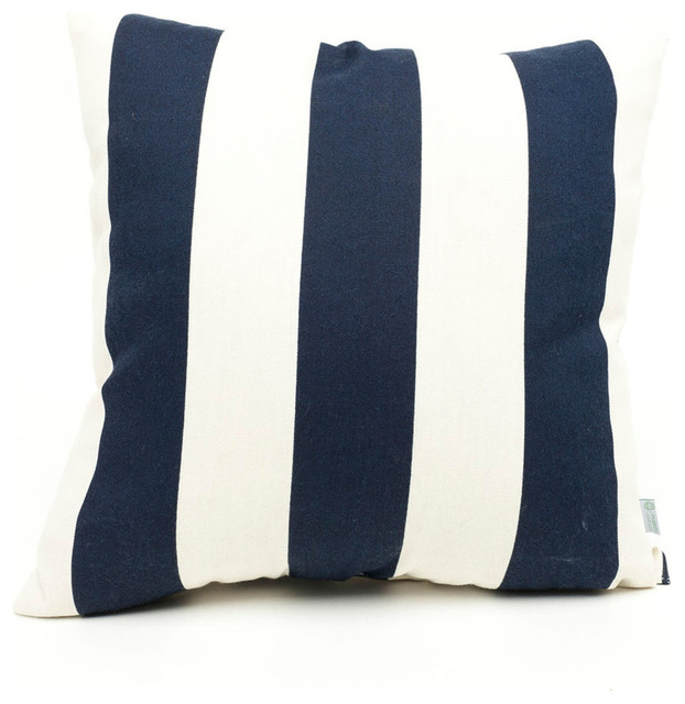 Navy Blue Vertical Stripe Large Pillow 20x20 Asian Outdoor Cushions