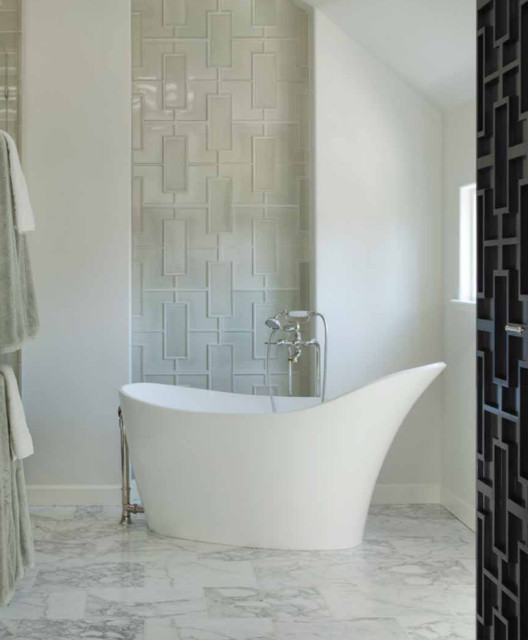Freestanding Bathtub & Accent Tile Wall - Contemporary - Bathroom ...