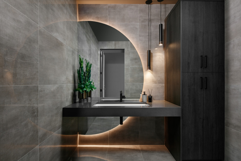 Modern powder room in Vancouver.