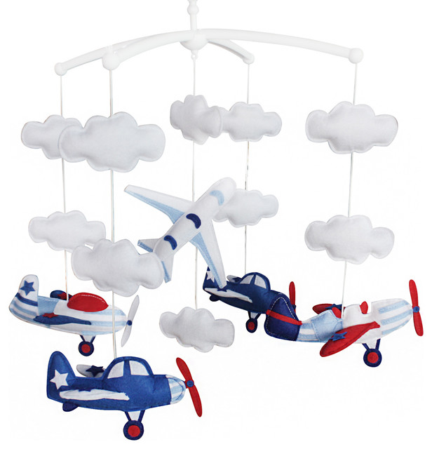 Baby Cloud Mobile, Musical Baby Mobile, Baby Crib Mobile, Aircraft