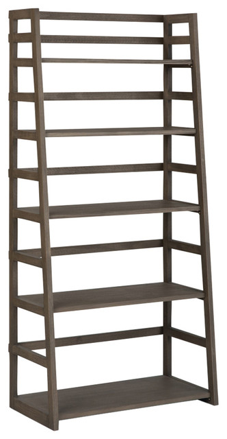 Acadian Solid Wood 63 X30 Rustic Ladder Shelf Bookcase Transitional Bookcases By Simpli Home Ltd