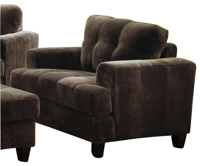 Coaster Hurley Tufted Chair in Chocolate Velvet