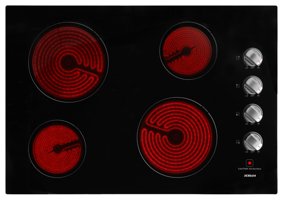 ROBAM 30" Radiant Electric Ceramic Glass Cooktop, Black With 4 Elements
