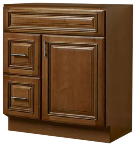 Jsi Kingston 30 Maple Brown Bathroom Vanity Cabinet Base Vk V3021d Jsi Kingston 30 Maple Brown Bathroom Vanity Cabinet Base Left Hand Drawers