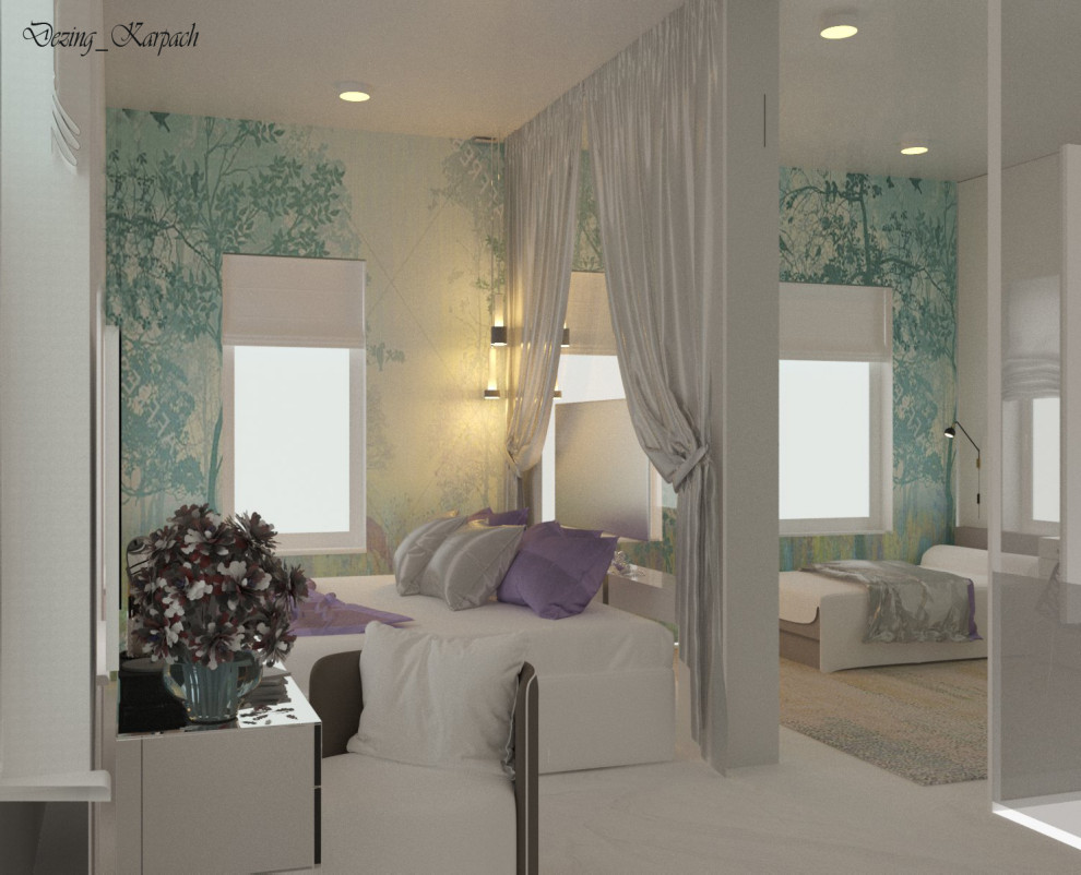 Спальня и комната  для дочки в едином пространстве