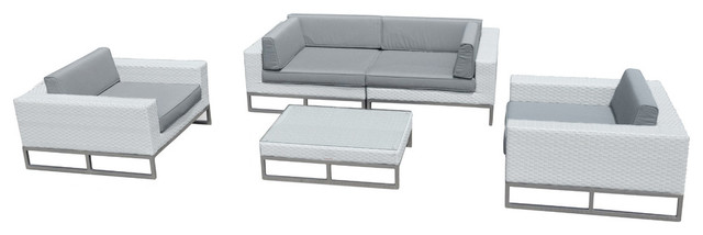 Outdoor Patio Furniture All Weather Wicker 5-Piece Sofa Set