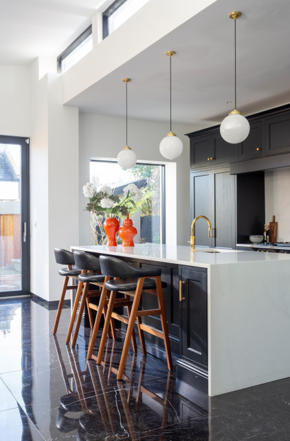 Gibson table with our Toro chair and Java high stool. transitional-kitchen