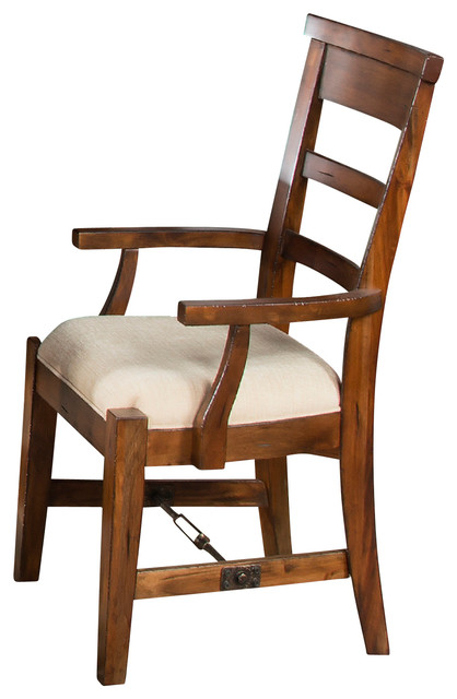 Sunny Designs Tuscany 24" Farmhouse Mahogany Wood Arm Chair in Medium Brown
