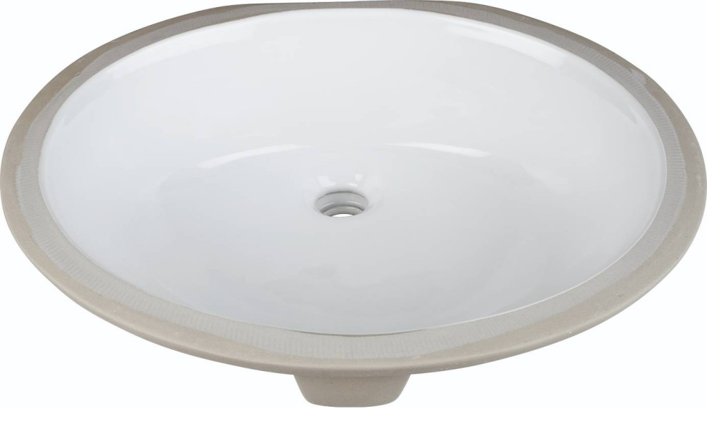White 17" Oval Undermount Porcelain Bowl