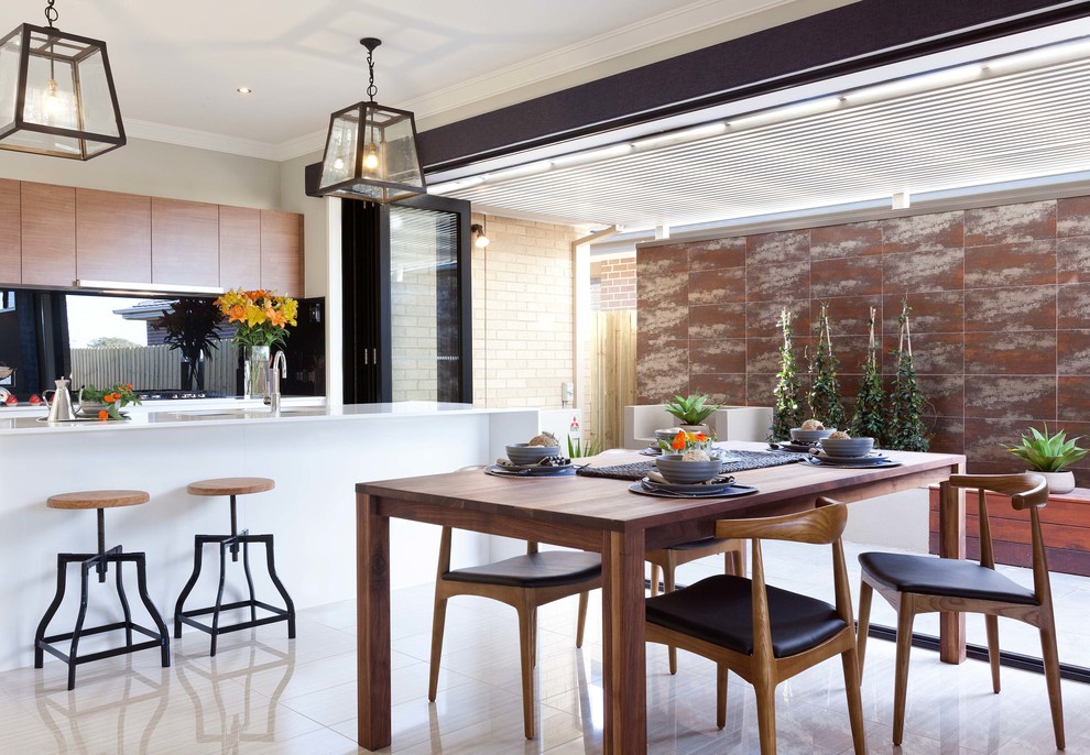 Inspiration for a contemporary kitchen/dining combo in Melbourne.