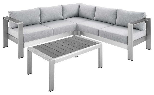 Shore Outdoor Patio Sunbrella Fabric 4-Piece Sectional Sofa Set ...