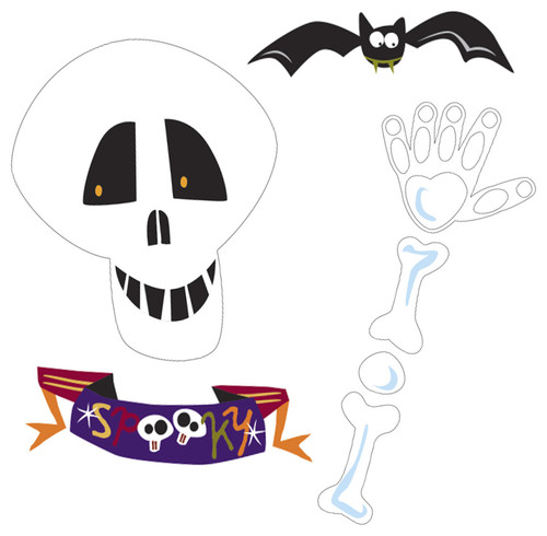 Halloween Build Skeleton Self-Stick Wall Accent Stickers Set