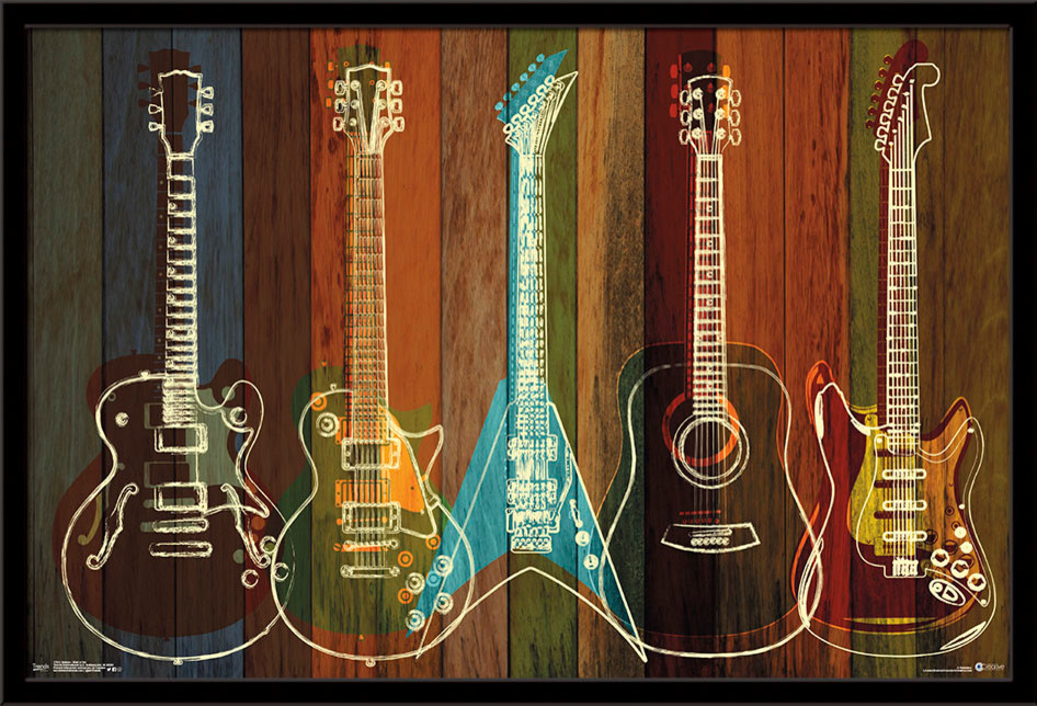Guitars Wall Of Art Poster Contemporary Prints And Posters