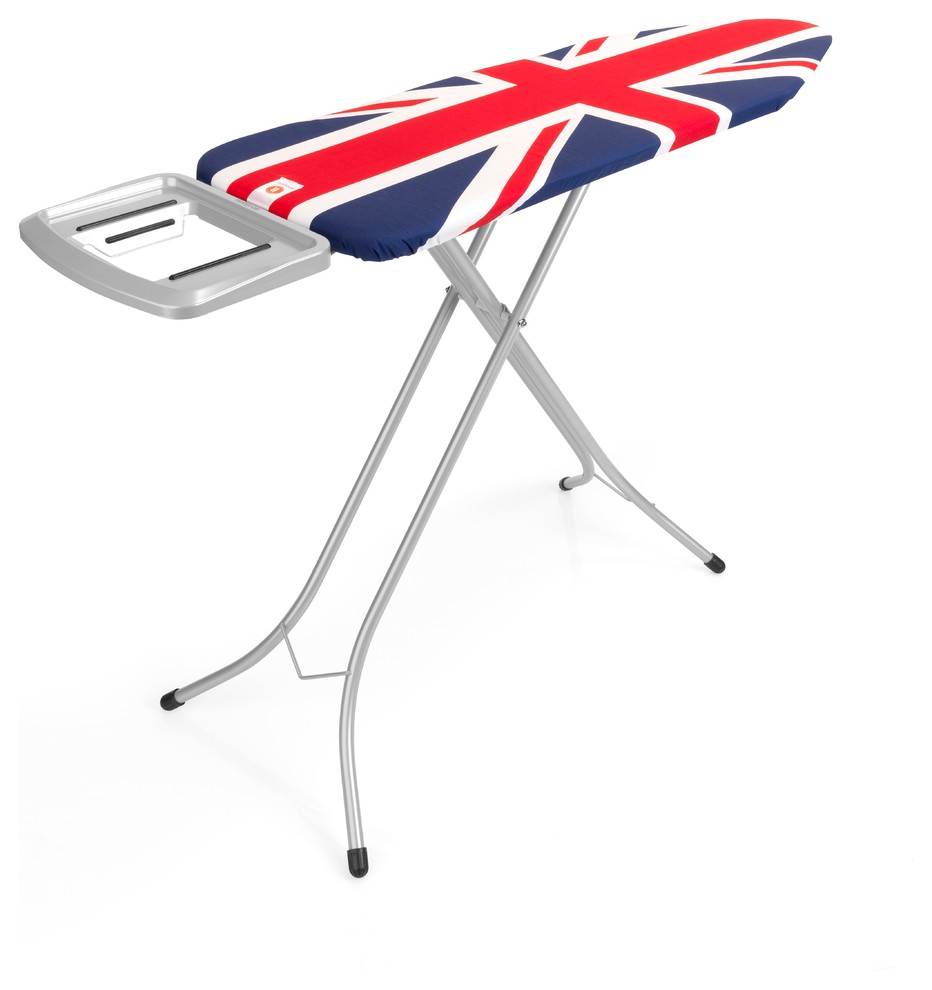 Brabantia Ironing Table, Solid Steam Iron Rest, Metallic Gray Frame, Union Jack