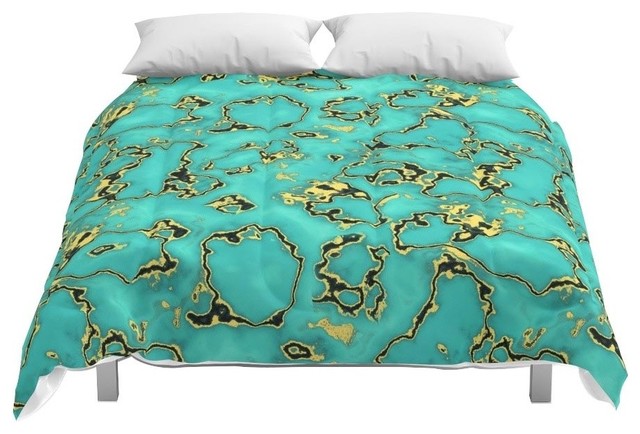 Society6 Gold Turquoise Comforter Contemporary Comforters And