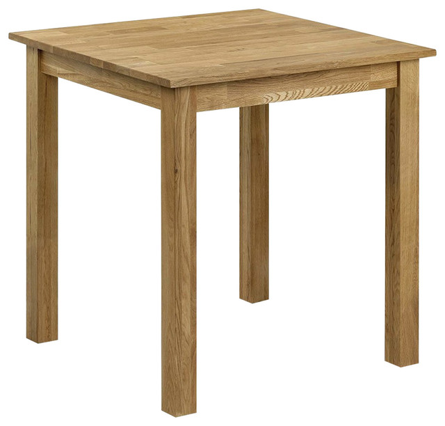 Square Dining Table, Oak Finished Solid Wood, Simple Traditional Design