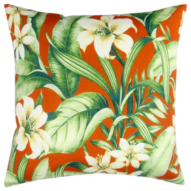 es designs Papaya Tropical Fruit Throw Pillow Multicolor 18x18 