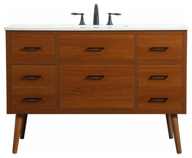 22" Midcentury Modern TeakLight Bathroom Vanity Midcentury Bathroom Vanities And Sink