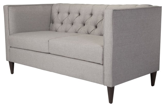 Modern Contemporary Loveseat Sofa Light Gray Fabric